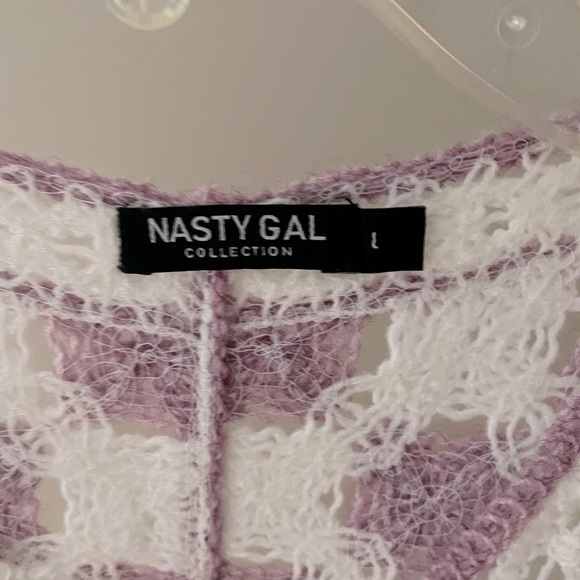 NWOT Nasty Gal Crochet Sweater Vest, Purple Grid Pattern, Size Large - Picture 3 of 4